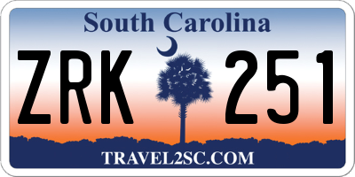 SC license plate ZRK251