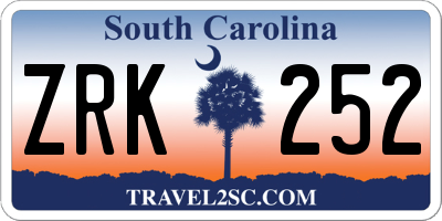 SC license plate ZRK252