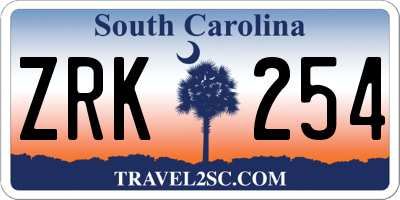 SC license plate ZRK254