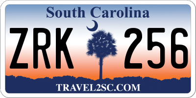 SC license plate ZRK256