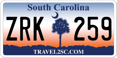 SC license plate ZRK259