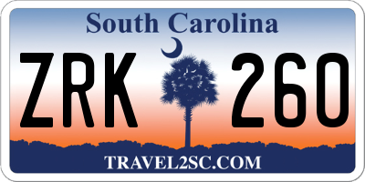 SC license plate ZRK260