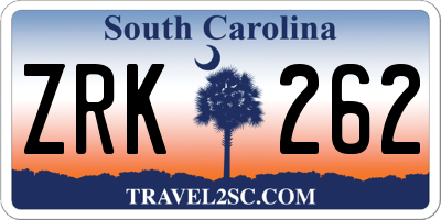 SC license plate ZRK262
