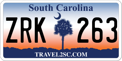 SC license plate ZRK263