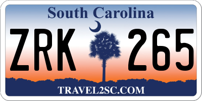 SC license plate ZRK265