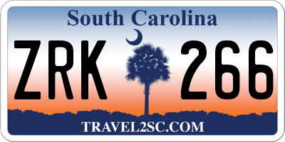 SC license plate ZRK266