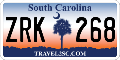 SC license plate ZRK268