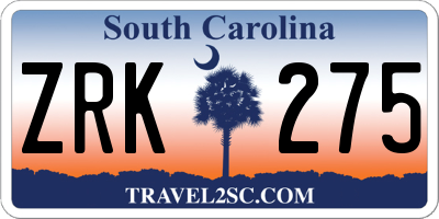 SC license plate ZRK275