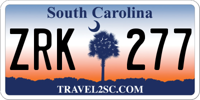 SC license plate ZRK277