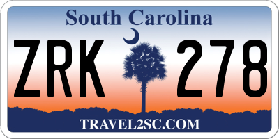 SC license plate ZRK278