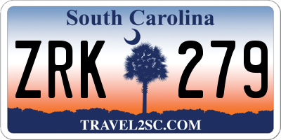 SC license plate ZRK279