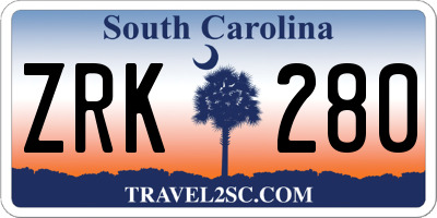 SC license plate ZRK280