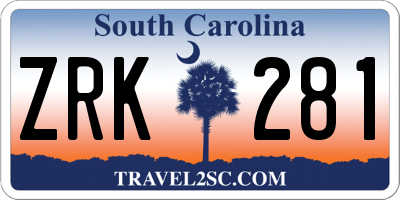 SC license plate ZRK281