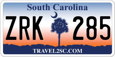 SC license plate ZRK285