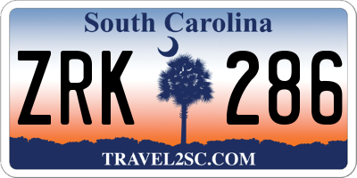 SC license plate ZRK286