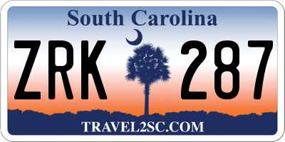 SC license plate ZRK287