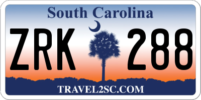SC license plate ZRK288