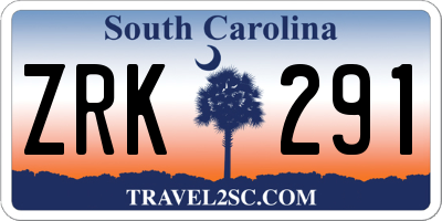 SC license plate ZRK291