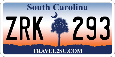 SC license plate ZRK293