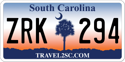 SC license plate ZRK294