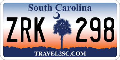 SC license plate ZRK298