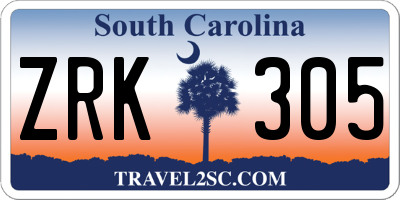 SC license plate ZRK305