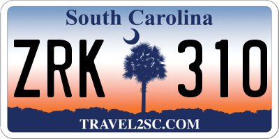 SC license plate ZRK310