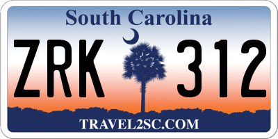 SC license plate ZRK312