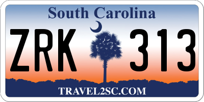 SC license plate ZRK313