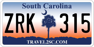 SC license plate ZRK315