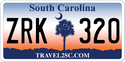 SC license plate ZRK320
