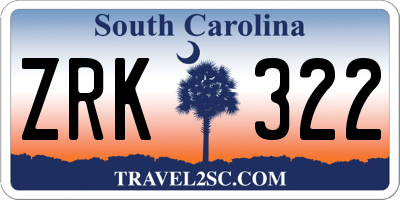 SC license plate ZRK322