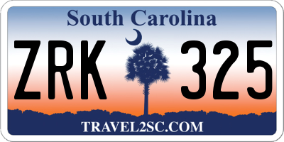 SC license plate ZRK325
