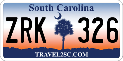 SC license plate ZRK326