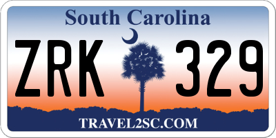 SC license plate ZRK329