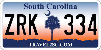 SC license plate ZRK334