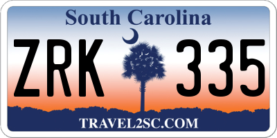 SC license plate ZRK335