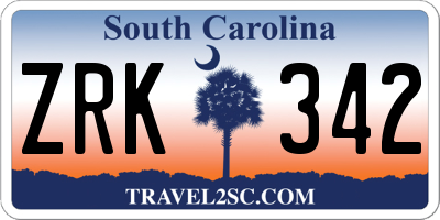 SC license plate ZRK342