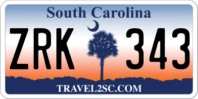 SC license plate ZRK343