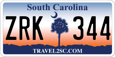 SC license plate ZRK344