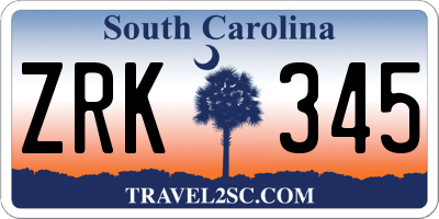 SC license plate ZRK345