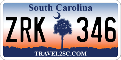 SC license plate ZRK346