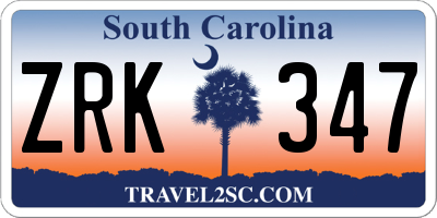 SC license plate ZRK347