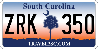 SC license plate ZRK350