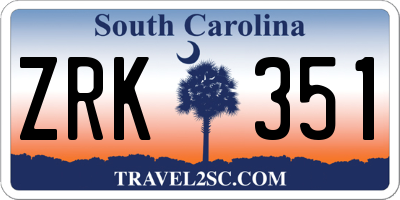 SC license plate ZRK351