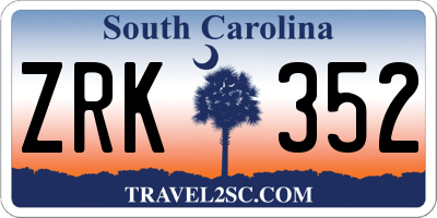 SC license plate ZRK352