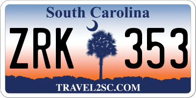 SC license plate ZRK353
