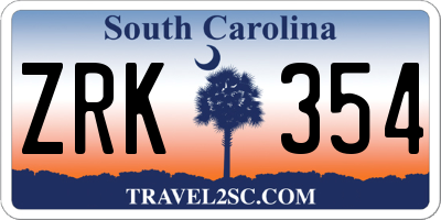 SC license plate ZRK354