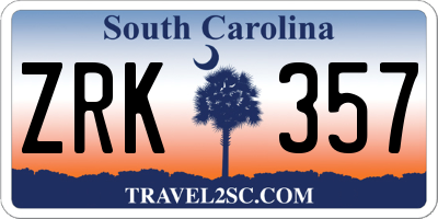SC license plate ZRK357