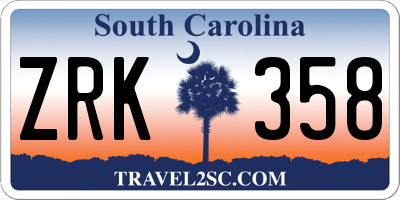 SC license plate ZRK358
